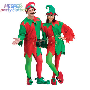 Costume d'elfe de Noël HESPER pour homme et femme, costume d'elfe rouge et vert pour couple - Product Image 1