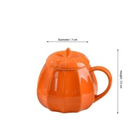 Mug à café en céramique en forme de citrouille avec couvercle, tasse mignonne pour le café et le lait au bureau
