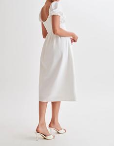 Женское льняное платье миди оптом на заказ, длинное, из хлопка и льна, с квадратным вырезом, повседневное, А-силуэт - Product Image 5