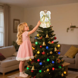 Décoration de sommet d'arbre de Noël en forme d'ange LED haut de gamme, ange fait à la main pour le sommet de l'arbre avec des lumières blanc chaud, imperméable et durable pour les fêtes - Product Image 3