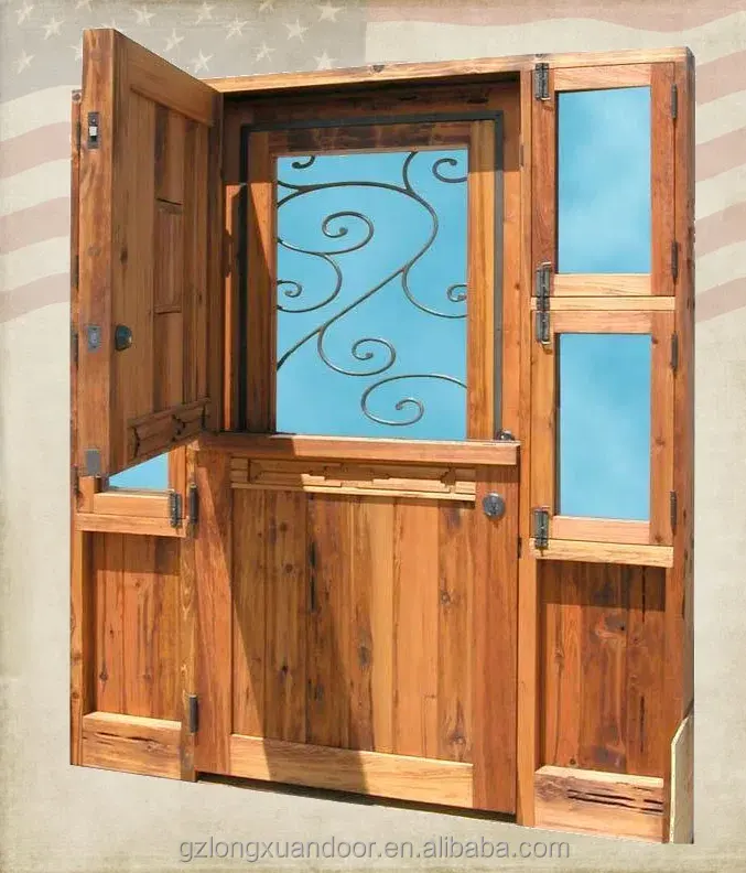 Portes hollandaises Ferme traditionnelle Demi-porte en bois Ferme Extérieur Métal Décoration classique Swing Design graphique Porte intérieure Villa