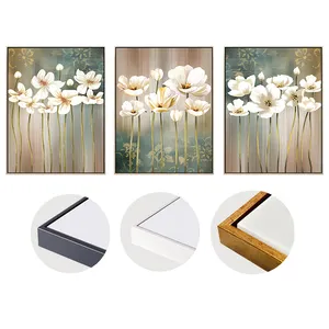 Modern 3-Piece Framed Floral Canvas Painting Customizable Size and Design Eco-Friendly Home Goods Wall Art Print