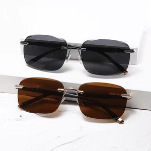 Gafas de Sol de Metal con Borde Cortado Sin Montura de Cristal, Nuevas 2024, para Pesca y Conducción, Gafas de Lujo para Hombre - Product Image 2