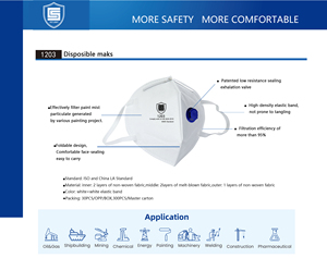 Masque respiratoire KN95 1003, 3 couches, tissu non tissé, jetable, anti-poussière, avec pince-nez métallique pour la protection contre la poussière et les gaz nocifs - Product Image 5