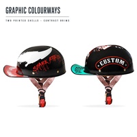 Casque Vintage Imprimé en ABS HY-K008 M L XL 2XL, Demi-Coque Rétro pour Moto Scooter Adulte, Équipement de Protection pour la Tête