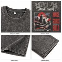T-shirt en coton pur 250 GSM délavé à l'acide, couleur unie, coupe ample à épaules tombantes, marque privée pour hommes, vente en gros OEM ODM