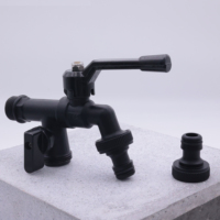 TMOK Offre Spéciale DN15 1/2 "pouces BSP Noir Double Double Sorties En Laiton Robinet De Jardin Bavoir D'eau Robinet Cock Bibcock