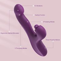 Dreifacher Vibrationsdildo Beheizt Pulsierend für Frauen, Vibrator Stimulator für Klitoris und G-Punkt, Klitoraler Schlagender Rabbit-Vibrator