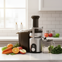 Extracteur de jus de fruits entiers électrique 4-en-1 avec affichage numérique LED, en acier inoxydable, à grande goulotte d'alimentation centrifuge