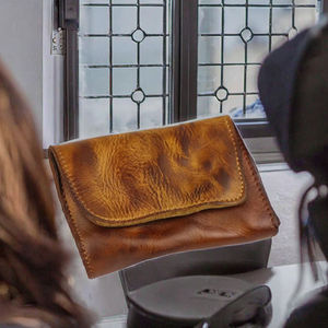 Top Layer Cowhide Vegetable Tanned Leather Anti-Theft Minimalist Creative Card Bag <b>Wallet</b> for Driver's License - Product Image 2