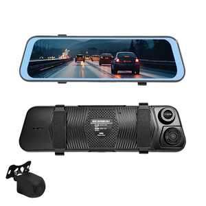Specchietto Retrovisore con Dash Cam a 3 Obiettivi da 10 Pollici, Full HD 1080P, Schermo Touch, Visione Notturna e Monitoraggio Parcheggio - Product Image 1