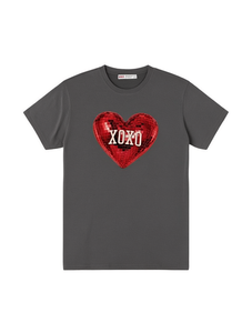 T-shirt H&M da donna con stampa Disco Ball Heart, girocollo, manica corta, vestibilità ampia, casual, per San Valentino, 100% cotone jersey, primavera estate - Product Image 1