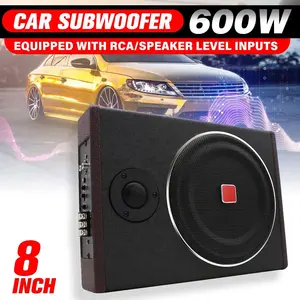 8 inç 600W otomobil Subwoofer hoparlör aktif koltuk altında ince Sub Woofer AMP süper bas Stereo hoparlör amplifikatör ses işlemcisi