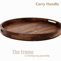 Plateau en bois uni, grande assiette en bois pour aliments, plateau de service rond en noyer, plateau de service en bois de qualité supérieure, diamètre 20 ou 25 pouces