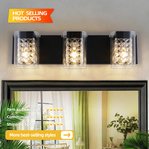 Modern Crystal <b>Wall</b> Lamp 3-<b>Light</b> LED Warm White E27 Surface Mounted for Bathroom <b>with</b> Dimmer Support and 3-Year Warranty - Product Image 3