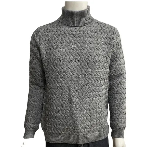 Suéter de cuello alto de reserva de invierno para hombre, cuello alto de algodón, imagen estándar, ropa de invierno, tejido por ordenador de gran tamaño