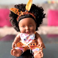 25cm Afrikanische Mädchen-Reborn-Puppe aus Weichem Vinyl, Schwarze Babypuppe für Kinder und Kleinkinder, Spielzeug für das Kinderzimmer, Geburtstagsgeschenk