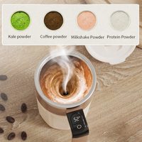 Mug à café auto-mélangeur 400 ml avec affichage de la température, mélangeur en acier inoxydable, tasse à agitation automatique rechargeable avec couvercle