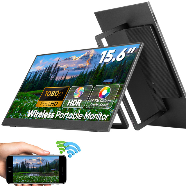New Wholesale 15.6 Inch 1080P WiFi Wireless IPS LCD Screen Gaming Monitor Dual Portable HDR 63% SRGB Laptop Phone Wall Speaker