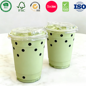 Bicchieri in Plastica PET Trasparente Monouso all'Ingrosso con Logo Personalizzato 12oz 16oz 24oz <span class=keywords><strong>per</strong></span> Bevande Fredde, Tè Boba, Caffè con Coperchi a Cupola - Ordine all'Ingrosso - Product Image 1