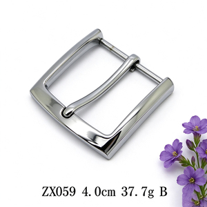 Hebilla de cinturón rectangular de doble punta de 4.0 cm, chapada en plata, de metal, con pasador, modelo ZX058 - Product Image 2