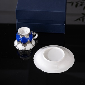 Tasse à café et soucoupe en porcelaine de style européen, style palais luxueux, doré, exquis, coffret cadeau, cadeau d'anniversaire pour un usage domestique - Product Image 3