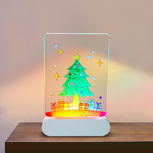 Acrylic <span class=keywords><strong>Led</strong></span> Hình Vuông Bảng Vẽ Cho Trẻ Em Ấm Trắng Phát Sáng Khô Xóa Doodle Lưu Ý Bảng Tin Với 7 Bút Đồ Chơi - Product Image 1