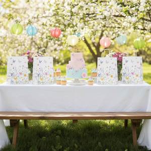 Bolsas de Regalo de Papel Kraft con Diseño Floral y Asas, Impresión Flexográfica, para Regalos y Decoraciones de Fiestas de Primavera - Product Image 5