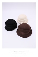 Chapeau Bob en Laine Vintage avec Nœud et Bord Roulé, Style Pêcheur Élégant, Automne Hiver, Polyvalent, Couleur Café Unie, Béret Français
