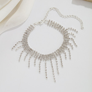 Bracelets <span class=keywords><strong>de</strong></span> cheville pour femmes haut <span class=keywords><strong>de</strong></span> gamme européens et américains Full Diamond Super Shiny Tassel Alloy Cross-Border Party Accessory Offre Spéciale Jewelry - Product Image 1