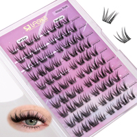 Cils pré-collés réutilisables Foxy Eye, segments en grappes, cils en L, légers, pré-collés en grappes