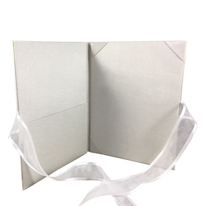 Custom Embroidered Linen <b>Wedding</b> Invitation Card Monogram Acrylic Folio <b>Ribbon</b> Greeting Card for Valentine Graduation - Product Image 2