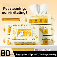 Lingettes nettoyantes pour animaux de compagnie Furrivo, 80 unités, parfum floral, sans rinçage, éliminent les taches de larmes, désodorisent, pour chats et chiens
