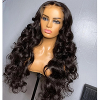 Perruque Lace Front wig 100% naturelle, cheveux humains, cheveux noirs ondulés, densité 150% 180%, cuticule transparente, cheveux humains alignés