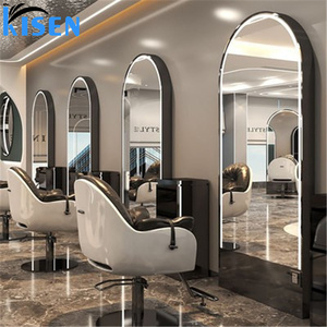 Mueble de exhibición de acero inoxidable KISEN para salón, tocador y estantes de almacenamiento con LED bidireccional para maquillaje en el baño, para uso en barberías. - Product Image 1