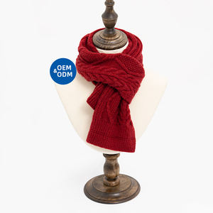 OEM مخصص جاكار شعار محبوك وشاح مخطط تصميم عصري للخريف والشتاء دافئ أحمر بلون واحد أوشحة محبوكة - Product Image 1