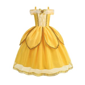 Offre Spéciale <span class=keywords><strong>belle</strong></span> et la bête princesse cloche Cosplay jaune robe de luxe Halloween fille château carnaval fête robe de princesse - Product Image 3