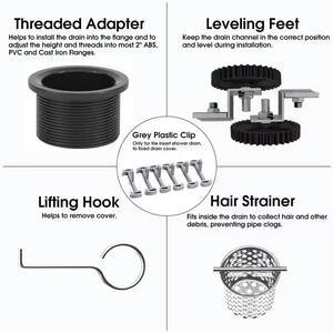 Drain de sol linéaire long anti-insectes et anti-odeurs en acier inoxydable rectangulaire pour salle de bain et douche, vente chaude - Product Image 2