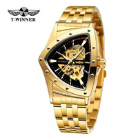 Montre Tendance Homme Décontractée à Mouvement Mécanique Automatique, Cadran et Boîtier Triangulaires en Acier Inoxydable