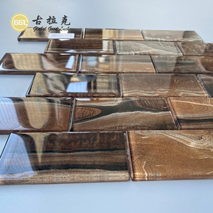 Goodluck กระเบื้องโมเสคแก้วใสสีน้ำตาลสดใส, กระเบื้องอิฐโมเสคผนังห้องน้ำห้องครัวห้องน้ำฝักบัว - Product Image 3