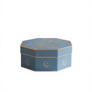 Boîte Cadeau en Chocolat Octogonale Ramadan Kareem avec Couvercle, Design en Feuille d'Or, Emballage Rigide Haut de Gamme - Product Image 3