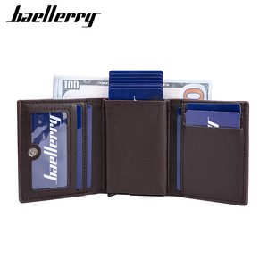Tarjetero Triple Plegable Baellerry para Hombre con Protección RFID Antirrobo, Múltiples Ranuras para Tarjetas, Color Marrón, 4 Pulgadas, Uso Diario - Product Image 2