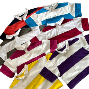 Camisetas de Manga Corta para Hombre, Estilo Urbano, con Logotipo Personalizado Bordado, Transpirables, de Felpa, Unisex, Casuales, de Algodón, Corte Cuadrado, con Rayas - Product Image 1