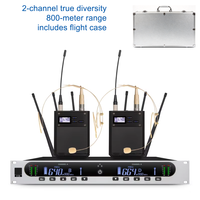 Système de microphone sans fil BHA X26 à 2 canaux True Diversity avec flight case en aluminium et support de montage sur rack pour scène, karaoké et conférence