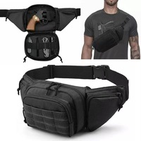 Sac banane tactique en nylon 600D avec panneau auto-agrippant, multi-poches, pour camping et randonnée en extérieur