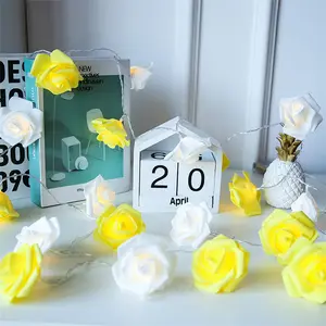 バッテリーボックスLEDローズフラワー造花ライトストリング春ウェディングショップ家の装飾