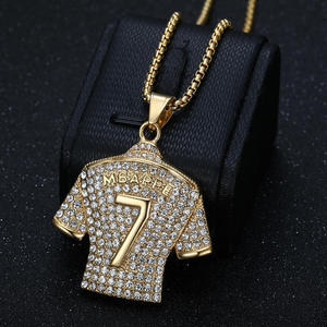 Collier pendentif maillot de football Hip Hop Mbappé n°7, en acier inoxydable, étanche et inaltérable, pour homme - Product Image 3