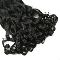 Queue de cheval ondulée française, bande élastique, cheveux synthétiques, longue perruque, résistante à la chaleur, boucles en spirale, extensions de cheveux pour femmes