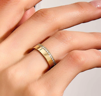 Milskye - Bijoux fins simples et élégants - Argent sterling 925 - Ensemble en or 14 carats - Bague de mariage sertie de diamants pour femmes