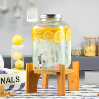 Distributeur de boissons en verre avec robinet et support, grande capacité, pour eau froide, thé aux fruits, jus, récipient de stockage pour la maison et les fêtes